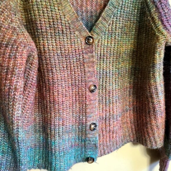Anthropologie Oliver .O Womens Cardigan Sweater Multicolor Soft Stripes XL - Picture 3 of 6